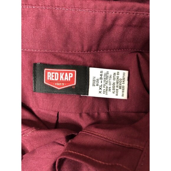 Red Kap Men Size XXL Burgundy Long Sleeves Button Down Shirt w/ Pocket - Picture 4 of 5
